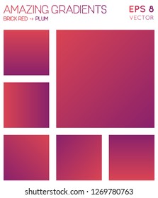 Colorful gradients in brick red and plum color tones. Adorable gradient background, favorable vector illustration.