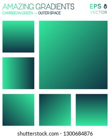 Colorful gradients in Caribbean green and outer space color tones. Admirable background, tempting vector illustration.