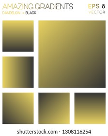 Colorful gradients in dandelion and black color tones. Actual background, neat vector illustration.