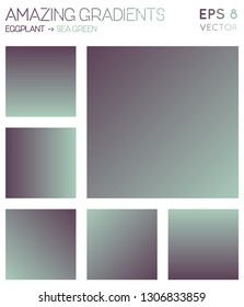 Colorful gradients in eggplant and sea green color tones. A popular vector illustration.