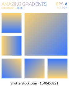 Colorful gradients in goldenrod and blue color tones. Adorable background, rare vector illustration.