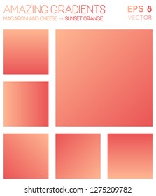 Colorful gradients in macaroni and cheese, sunset orange color tones. Adorable gradient background, overwhelming vector illustration.