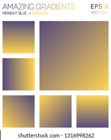 Colorful gradients in midnight blue and sunglow color tones. Adorable background, immaculate vector illustration.