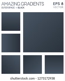 Colorful gradients in outer space, black color tones. Actual gradient background, unequaled vector illustration.