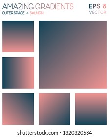Colorful gradients in outer space, salmon color tones. Admirable background, energetic vector illustration.