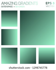 Colorful gradients in outer space, sea green color tones. Adorable background, lovely vector illustration.