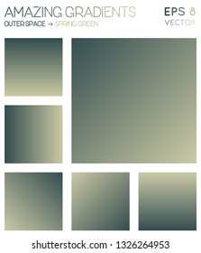 Colorful gradients in outer space, spring green color tones. Actual background, amazing vector illustration.