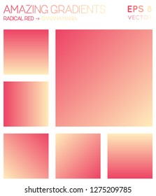Colorful gradients in radical red, banana mania color tones. Actual gradient background, interesting vector illustration.