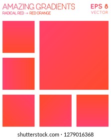 Colorful gradients in radical red, red orange color tones. Adorable gradient background, great vector illustration.