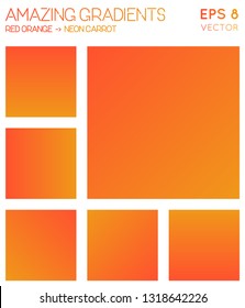 Colorful gradients in red orange, neon carrot color tones. Actual background, extraordinary vector illustration.