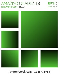 Colorful gradients in screamin green, black color tones. Actual background, uncommon vector illustration.