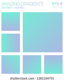 Colorful gradients in sea green and blue bell color tones. Adorable gradient background, curious vector illustration.