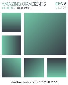 Colorful gradients in sea green, outer space color tones. Actual gradient background, vibrant vector illustration.