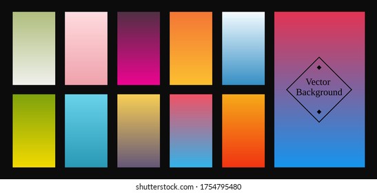 Colorful gradients set. Background for app, invitation, poster, banner. Simple modern design. 
