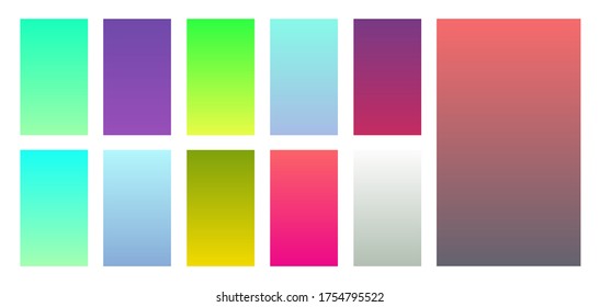 Colorful gradients set. Background for app, invitation, poster, banner. Simple modern design. 
