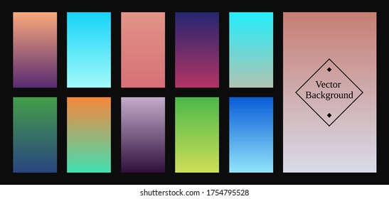 Colorful gradients set. Background for app, invitation, poster, banner. Simple modern design. 

