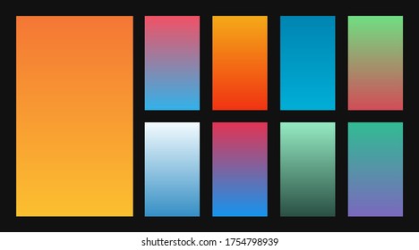 Colorful gradients set. Background for app, invitation, poster, banner. Simple modern design. 
