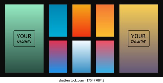 Colorful gradients set. Background for app, invitation, poster, banner. Simple modern design. 
