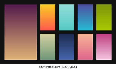 Colorful gradients set. Background for app, invitation, poster, banner. Simple modern design. 
