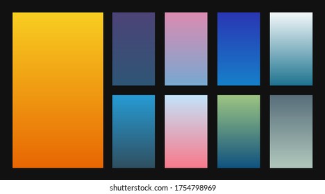 Colorful gradients set. Background for app, invitation, poster, banner. Simple modern design. 
