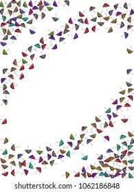 Colorful gradients umbrella figures pattern isolated on white background. Repeating vector parasol drawing shapes backdrop for marketing purposes. Cute umbrella background for first page.