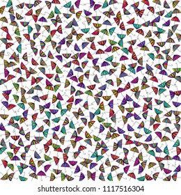 Colorful gradients umbrella figures pattern isolated on white background. Repeating vector parasol drawing shapes backdrop for marketing purposes. Trendy umbrella background for illustration