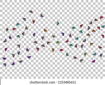 Colorful gradients umbrella figures pattern isolated on transparent background. Repeating vector parasol drawing shapes backdrop for business purposes. Fresh umbrella background for holiday.