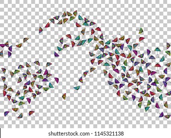 Colorful gradients umbrella figures template isolated on transparent background. Repeating vector parasol drawing shapes backdrop for business purposes. Children umbrella background for card print.