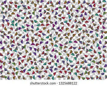 Colorful gradients umbrella figures template isolated on transparent background. Repeating vector parasol drawing shapes backdrop for decorative purposes. Cute umbrella background for holiday.