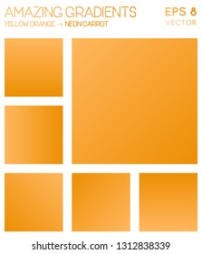 Colorful gradients in yellow orange, neon carrot color tones. Admirable background, delicate vector illustration.