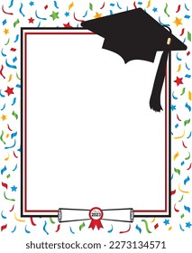 Colorful Graduation Background Template with confetti border
