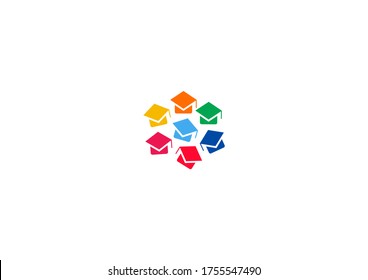 Colorful graduation hat vector logo design icon