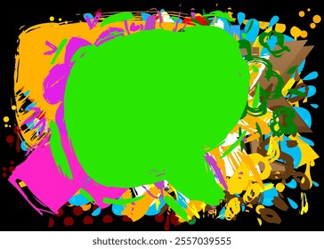 Colorful Graffiti background. Abstract modern street art decoration speech bubble performed in urban painting style.