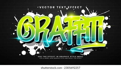 Colorful graffiti editable text style effect. Vector text effect with paint wall concept.