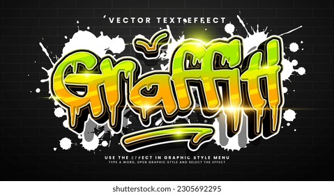 Colorful graffiti editable text style effect. Vector text effect with paint wall concept.