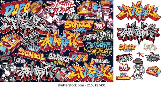 Colorful Graffiti Illustration for stickers or multi purposes. Graffiti art for wallpaper or print art