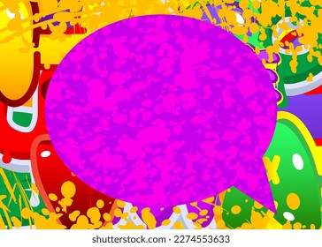 Colorful Graffiti speech bubble background. Abstract modern street art backdrop, wallpaper decoration performed in urban painting style.