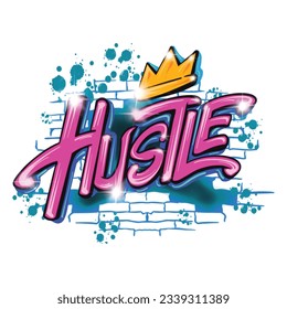 Colorful Graffiti Tag of Hustle ,good for graphic design resources, sticker, prints, poster, and more.