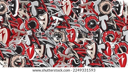 Colorful Graffiti Wall Art Background Street Art Hip-Hop Urban Vector Illustration Background. Seamless amazing graffiti art background