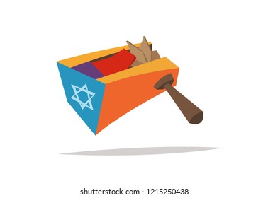 Colorful gragger. Happy Purim. Flat vector illustration isolated on white background.
