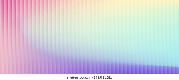 Colorful grainy gradient background template. Trendy ribbed glass effect