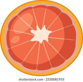 Fatia de toranja colorida com segmentos suculentos