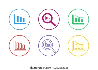 Colorful Graph Icon Set Stylish Design