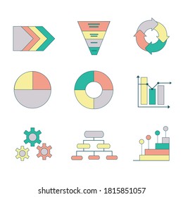 Colorful graph icon vector for business commercial market stock 02