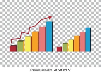 colorful graph isolate on transparent background