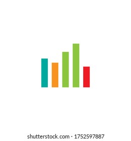 colorful graph. sales fall diagram. Isolated on white. Flat icon.