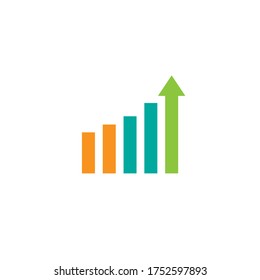 colorful graph. sales growth diagram. Isolated on white. Flat icon.