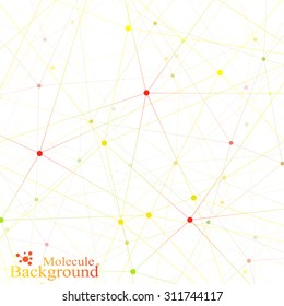 Colorful  graphic background molecule and communication. Connections dots with lines for your design. Vector illustration
