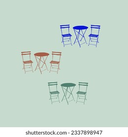 Colorful graphic bistro sets hand drawn