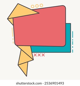 A colorful graphic design featuring abstract shapes and text boxes.